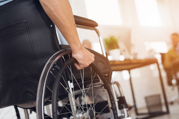 Disabled person sitting in a wheelchair