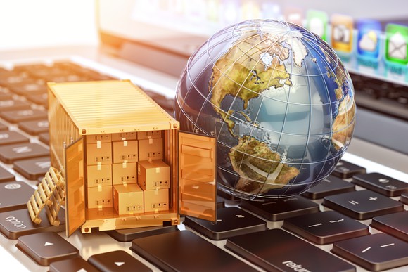 Internet shopping and e-commerce, package delivery concept