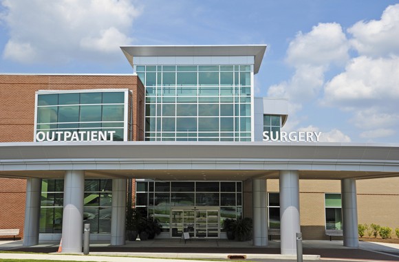 Exterior view of a medical office building dedicated to surgery.