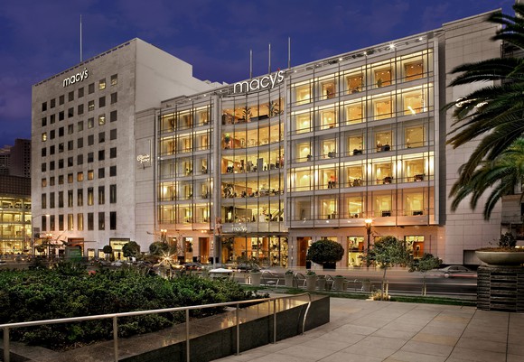 The exterior of the Macy's San Francisco flagship store, viewed from Union Square