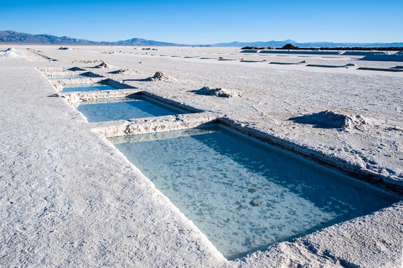 Pools of brine containing lithium.