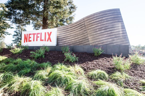 Netflix sign at its Los Gatos location
