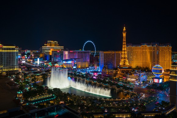 An aerial view of the Las Vegas Strip in Nevada.