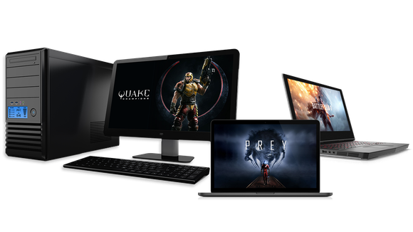 Assortment of gaming PCs outfitted with Radeon RX 500 GPU
