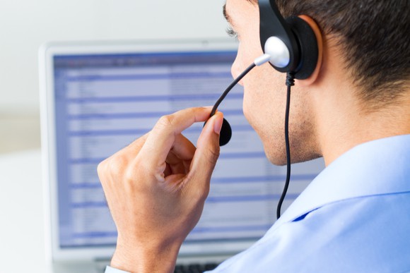 A customer service representative at work.