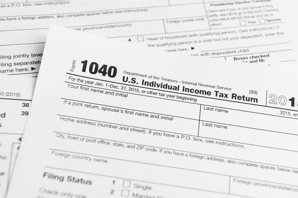Paper copes of tax form 1040.