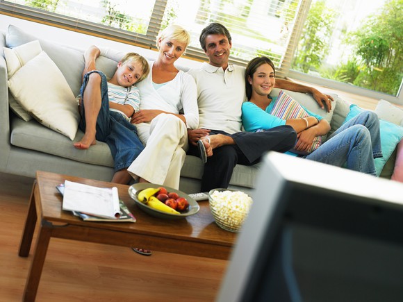A family watching television