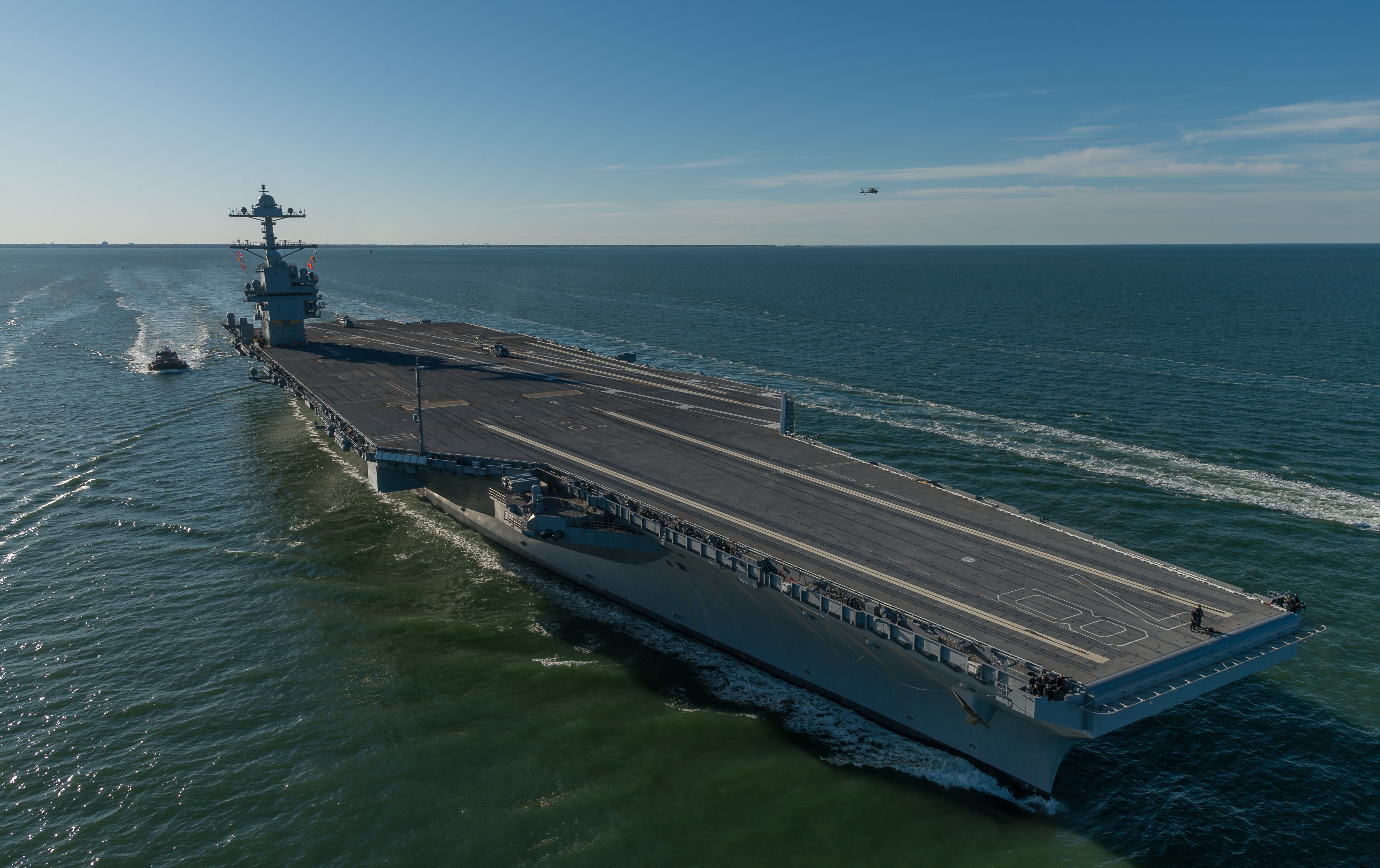 USS Gerald R Ford at sea.