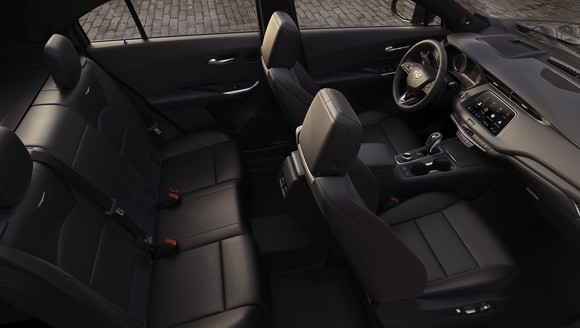 The interior of a Cadillac XT4, viewed from above.