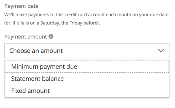 Autopay options for Chase.