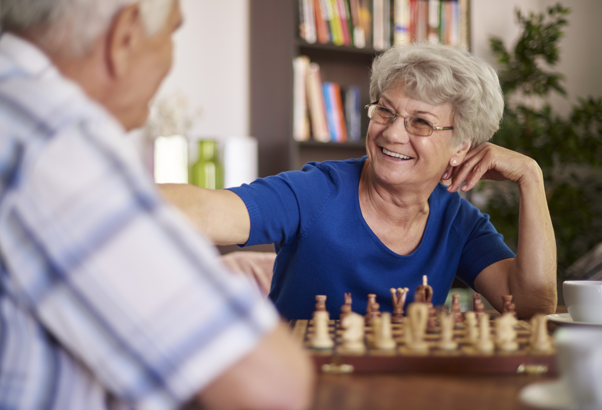 Senior couple playing chess