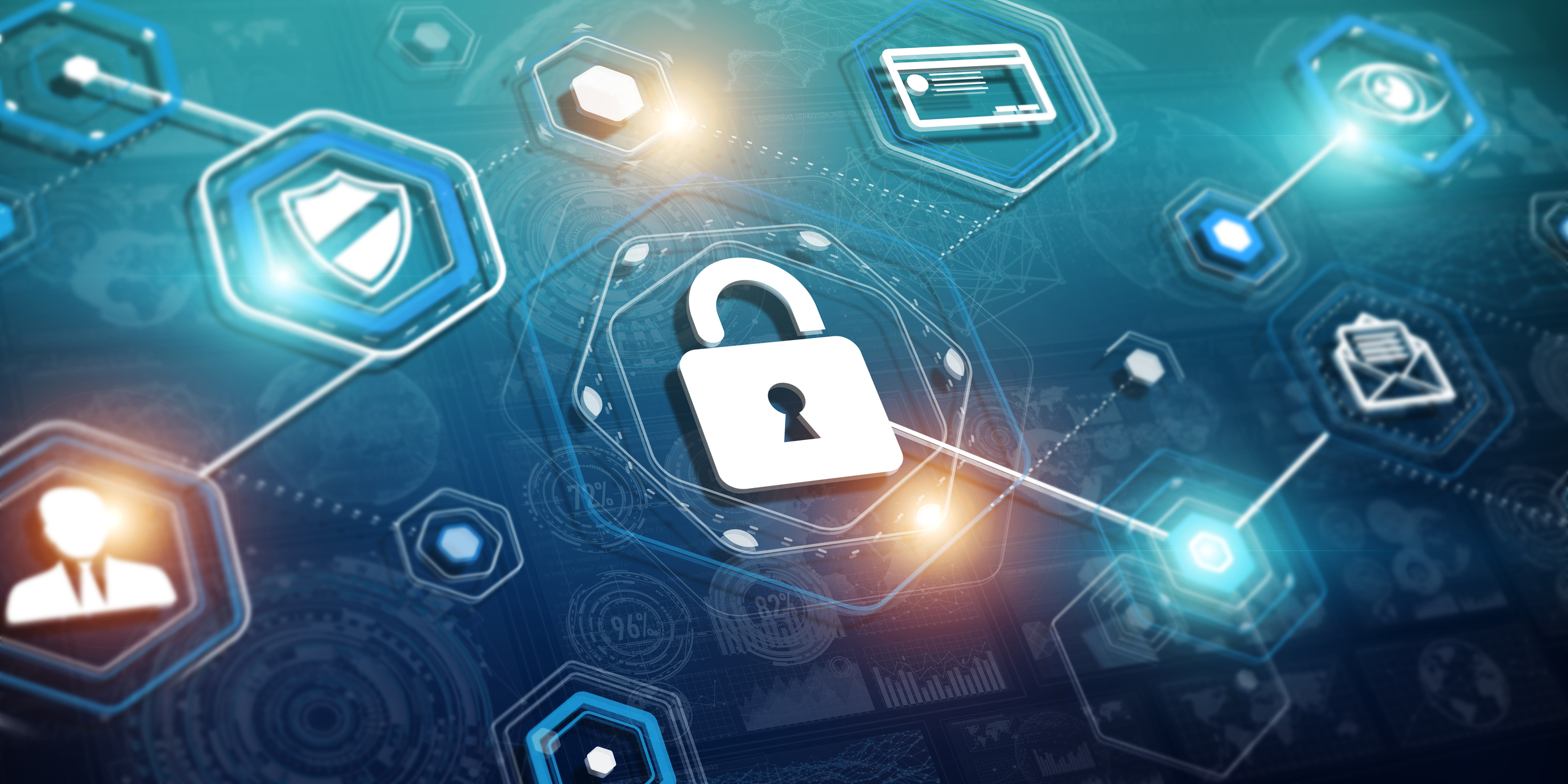 A diagram showing a padlock connected to an email flow chart.