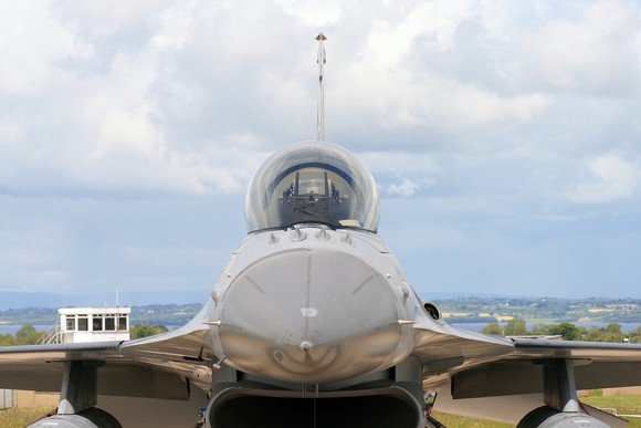 F-16 frontal close up view