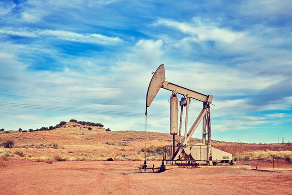 An old oil pump in the desert.