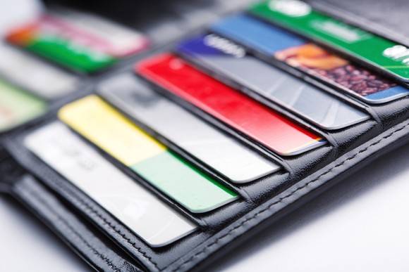 Open wallet with credit cards