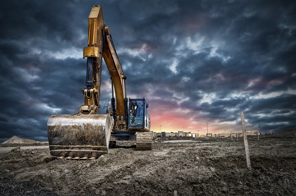 An excavator on a construction site