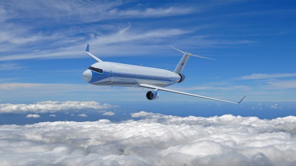 Airplane with electric motor on tail