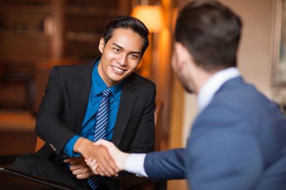 Two men shaking hands
