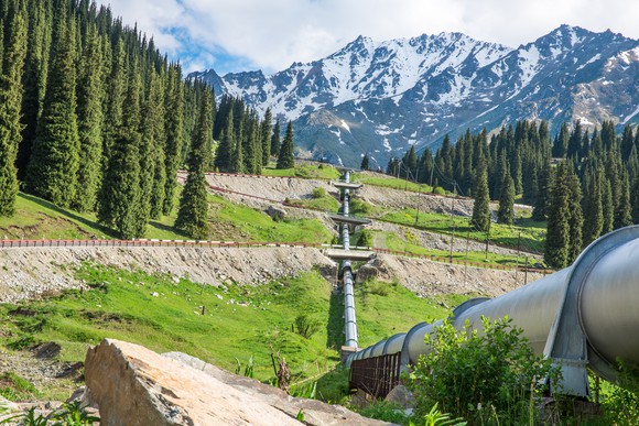 A pipeline on a mountain
