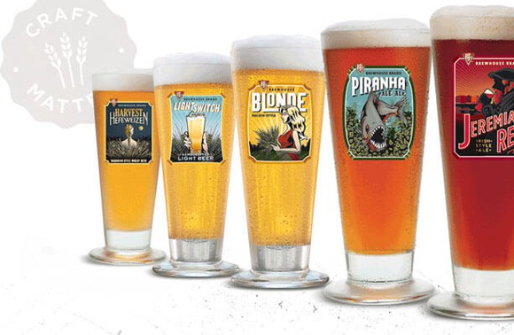 Five beers in BJ's beer lineup.