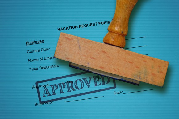 Vacation request form with an approved stamp