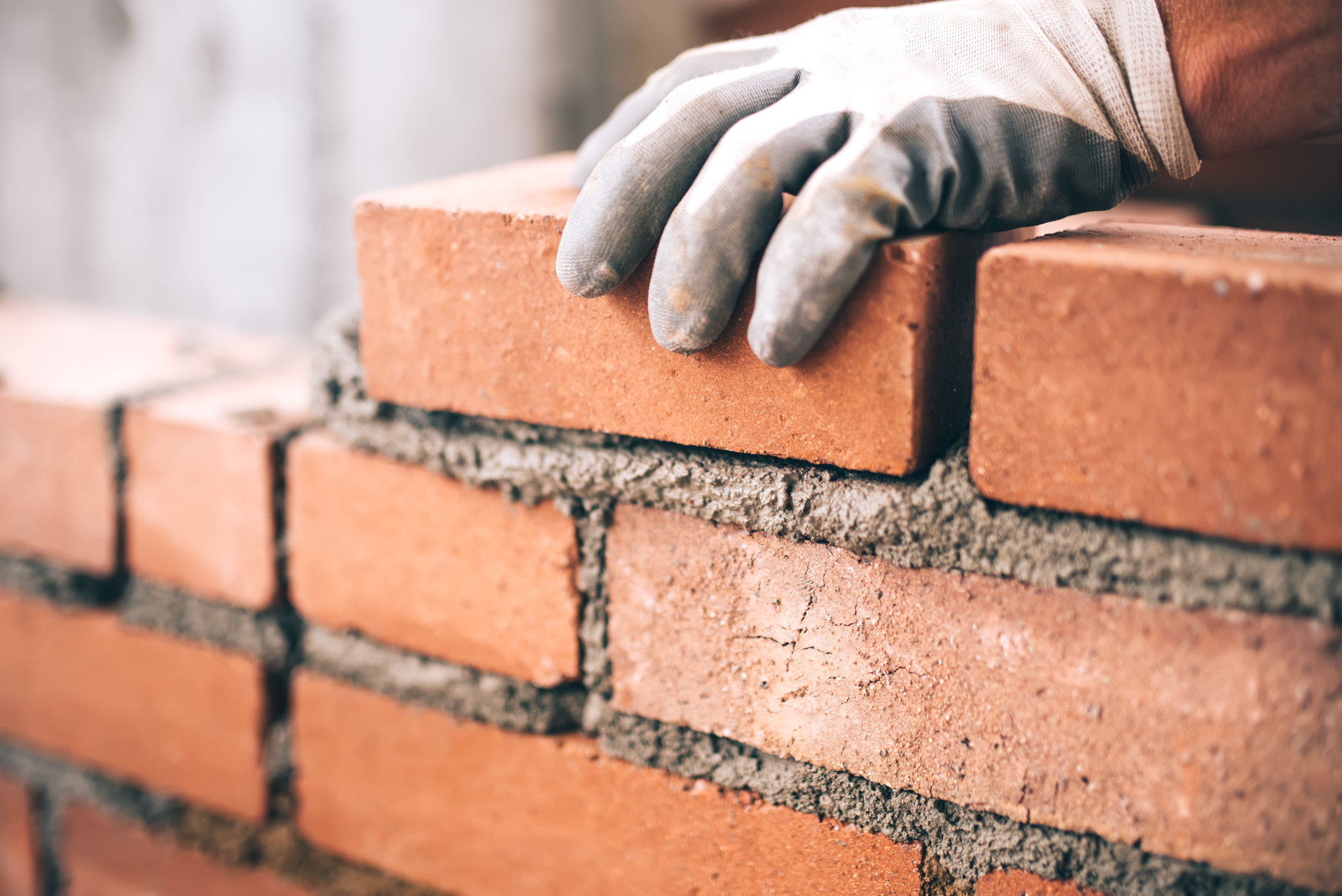 Bricklaying with cement