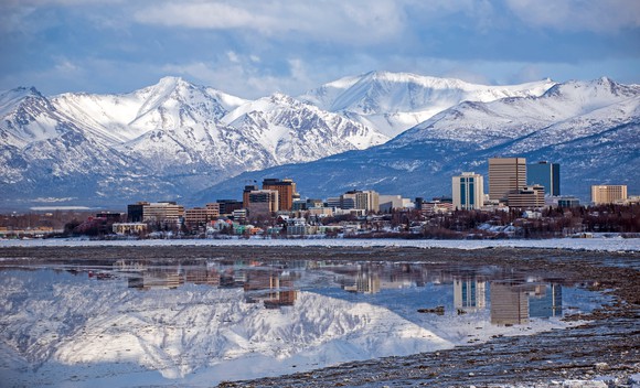 Anchorage, Alaska, seen from the shore