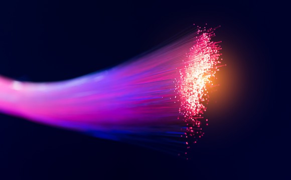 Colorful, bright rendering of fiber optic cables.