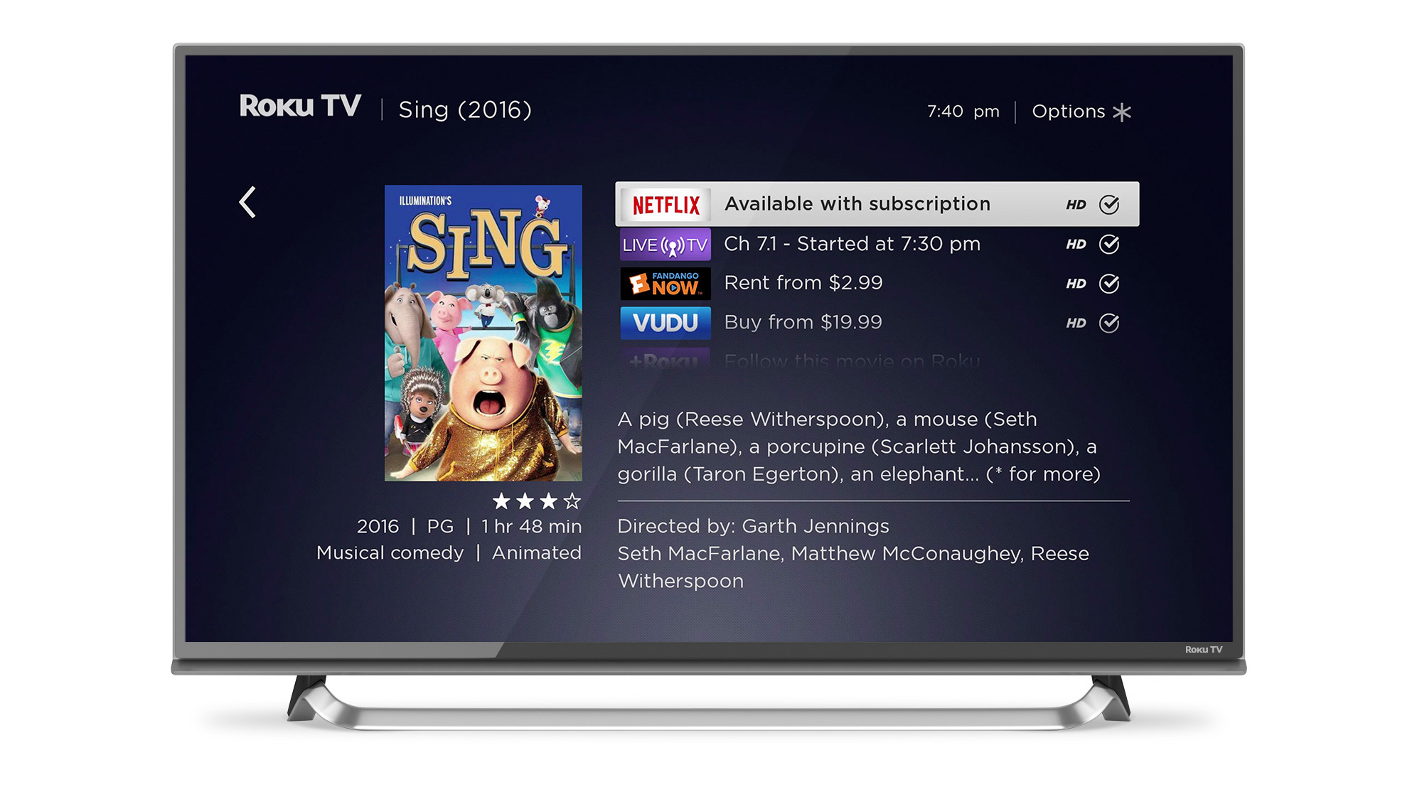 Roku OS on a Roku TV