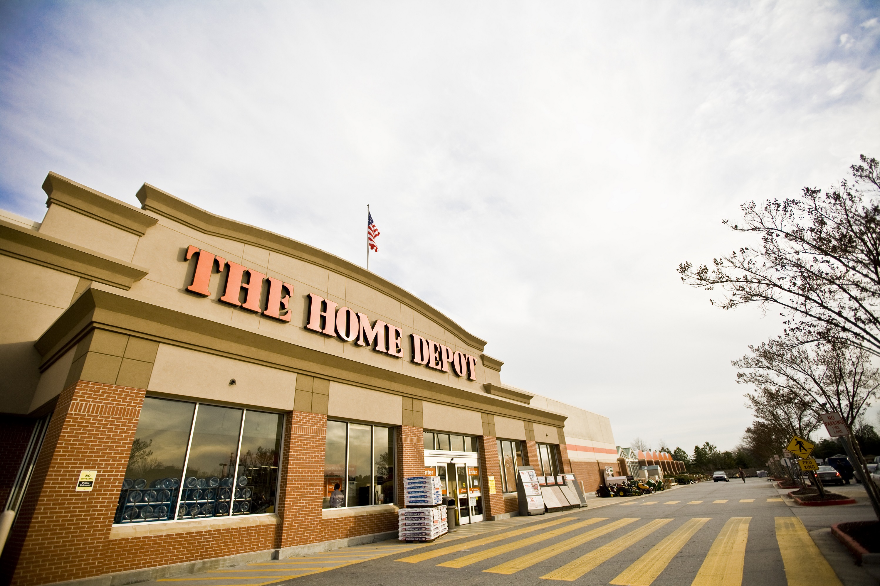 Home Depot storefront shown from a parking lot.