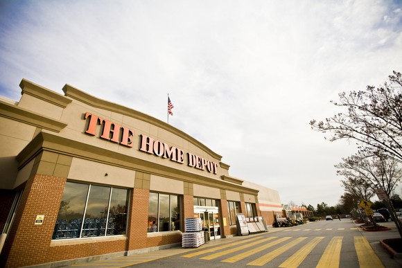 Home Depot storefront shown from a parking lot.