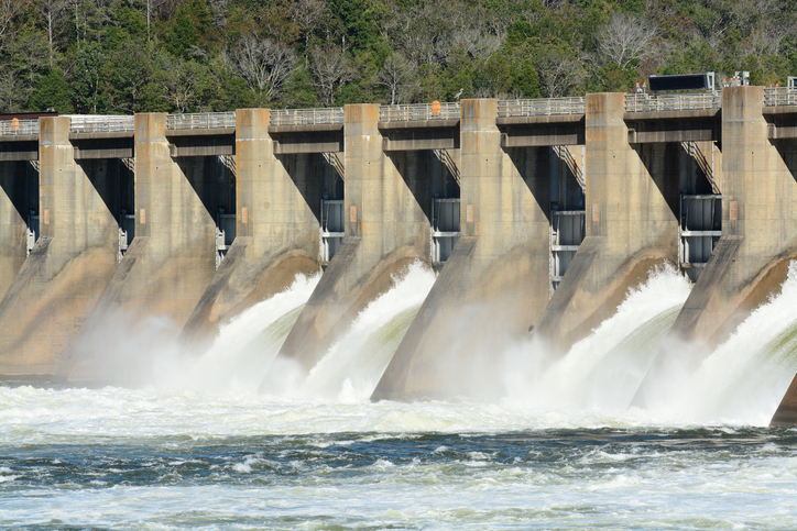 A hydroelectric dam spillway.