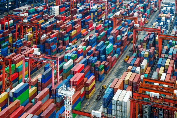 Shipping containers at port.