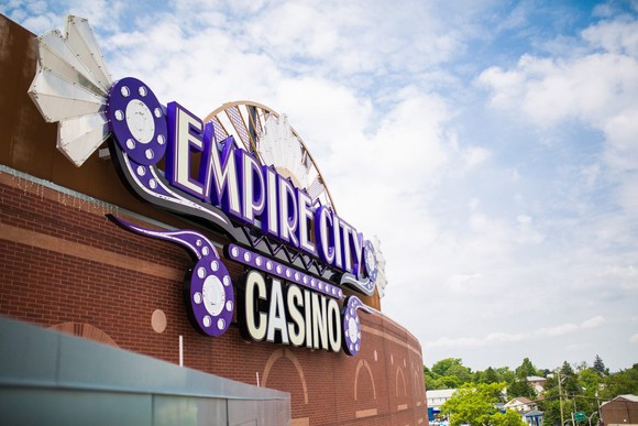 Empire City Casino sign on the side of a building.