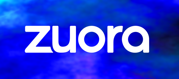 White Zuora logo against a mottled blue background.