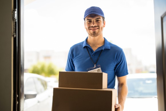 man delivers some packages.