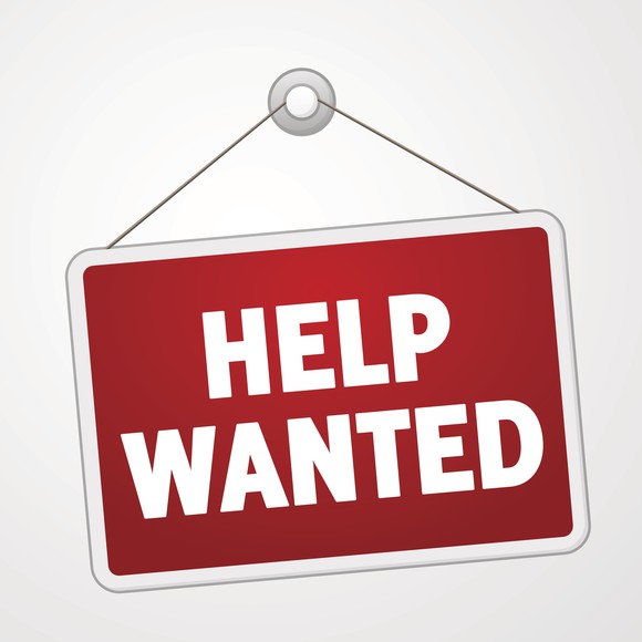 A help wanted sign