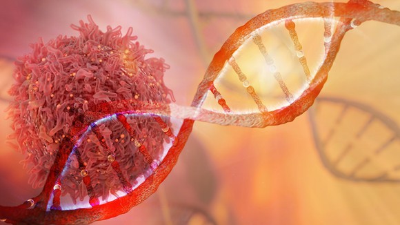 DNA strand with cancer cell