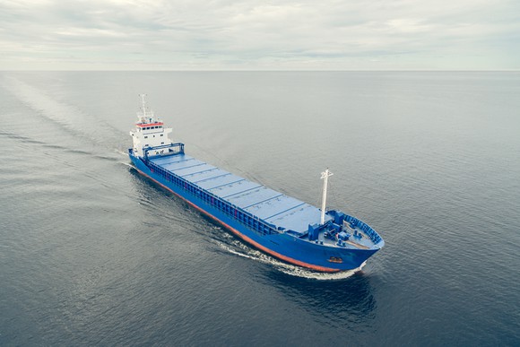 A cargo ship.