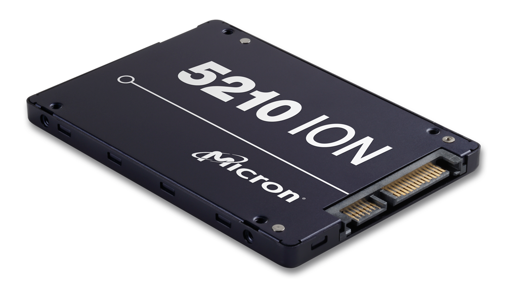 A Micron QLC SSD against a white background.