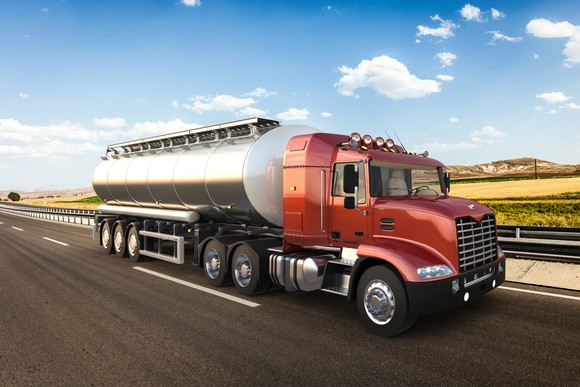 Tanker truck on highway.