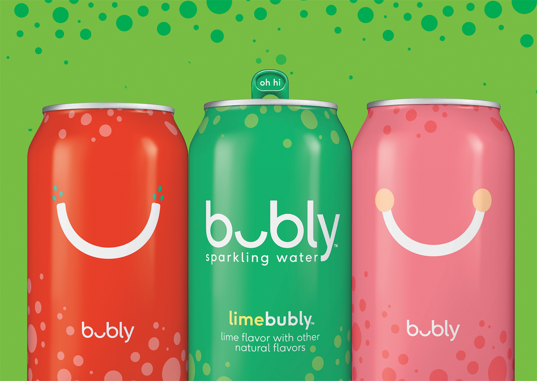 Three cans of Pepsi's new "bubbly" sparkling water beverage.