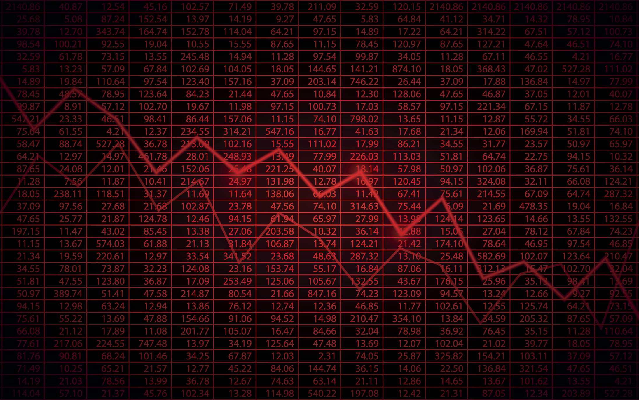 A red stock chart with the line moving down.
