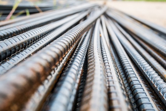 A stack of steel rebar