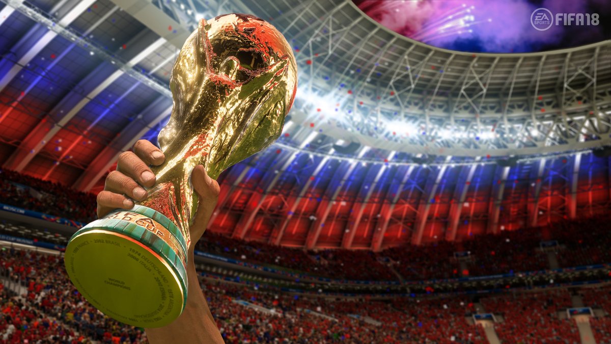 The FIFA World Cup trophy depicted in EA's FIFA 18 video game