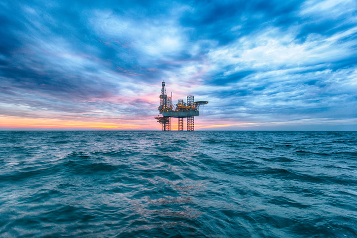 An offshore oil platform.