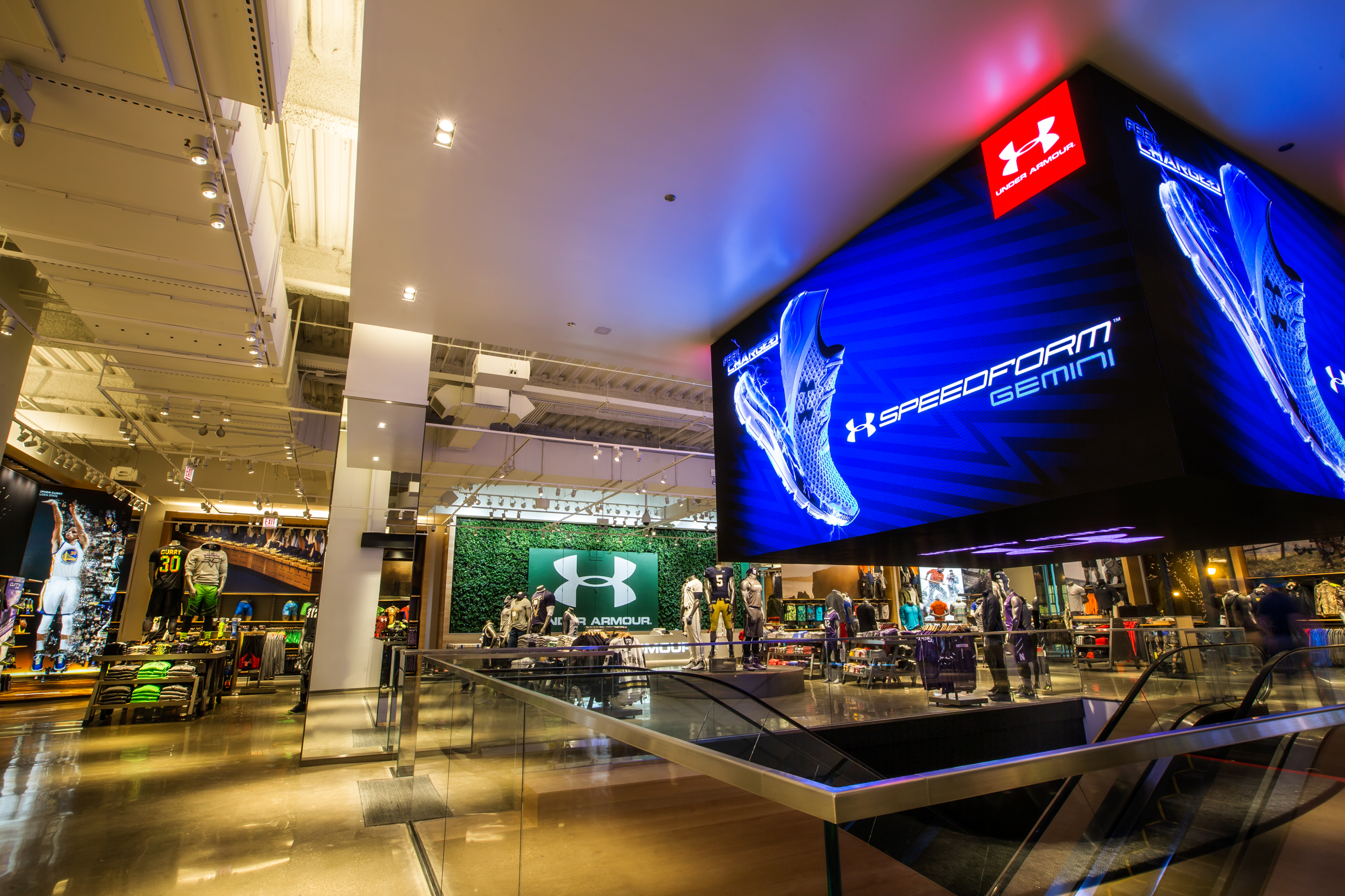 Interior of Under Armour brand house store in Chicago