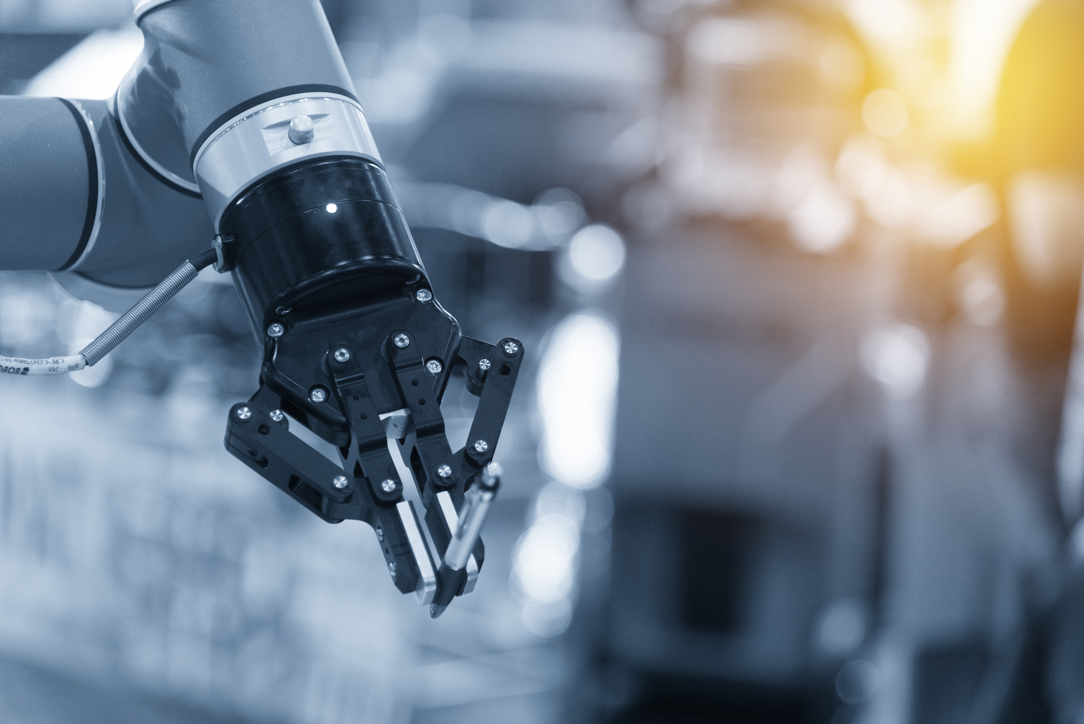A robotic arm in a factory.