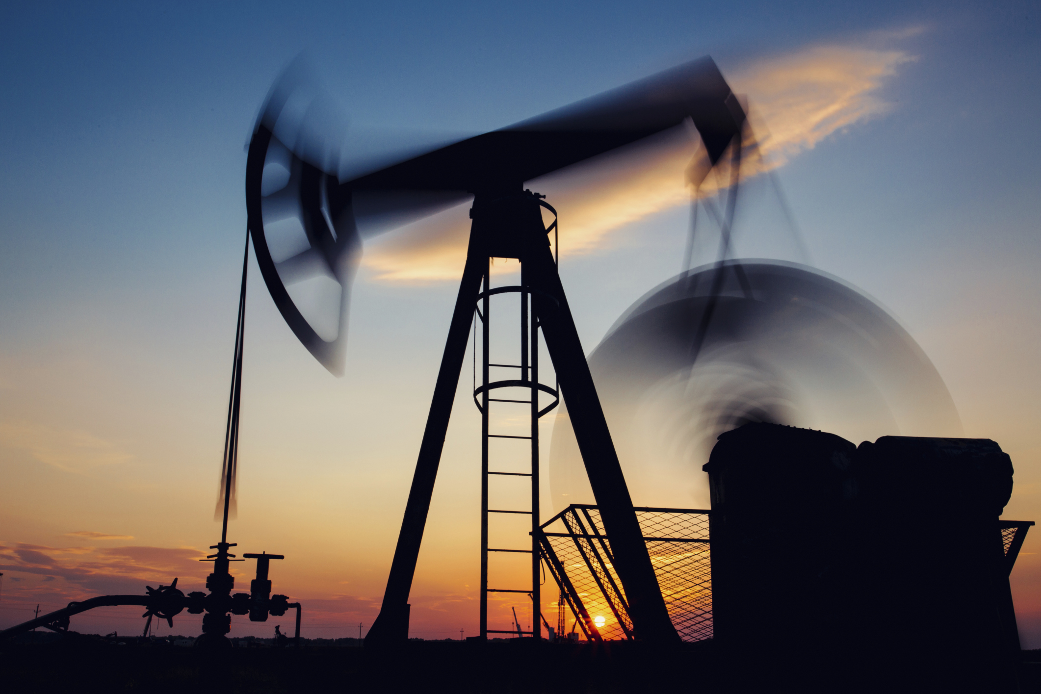 Oil pumpjack in motion.
