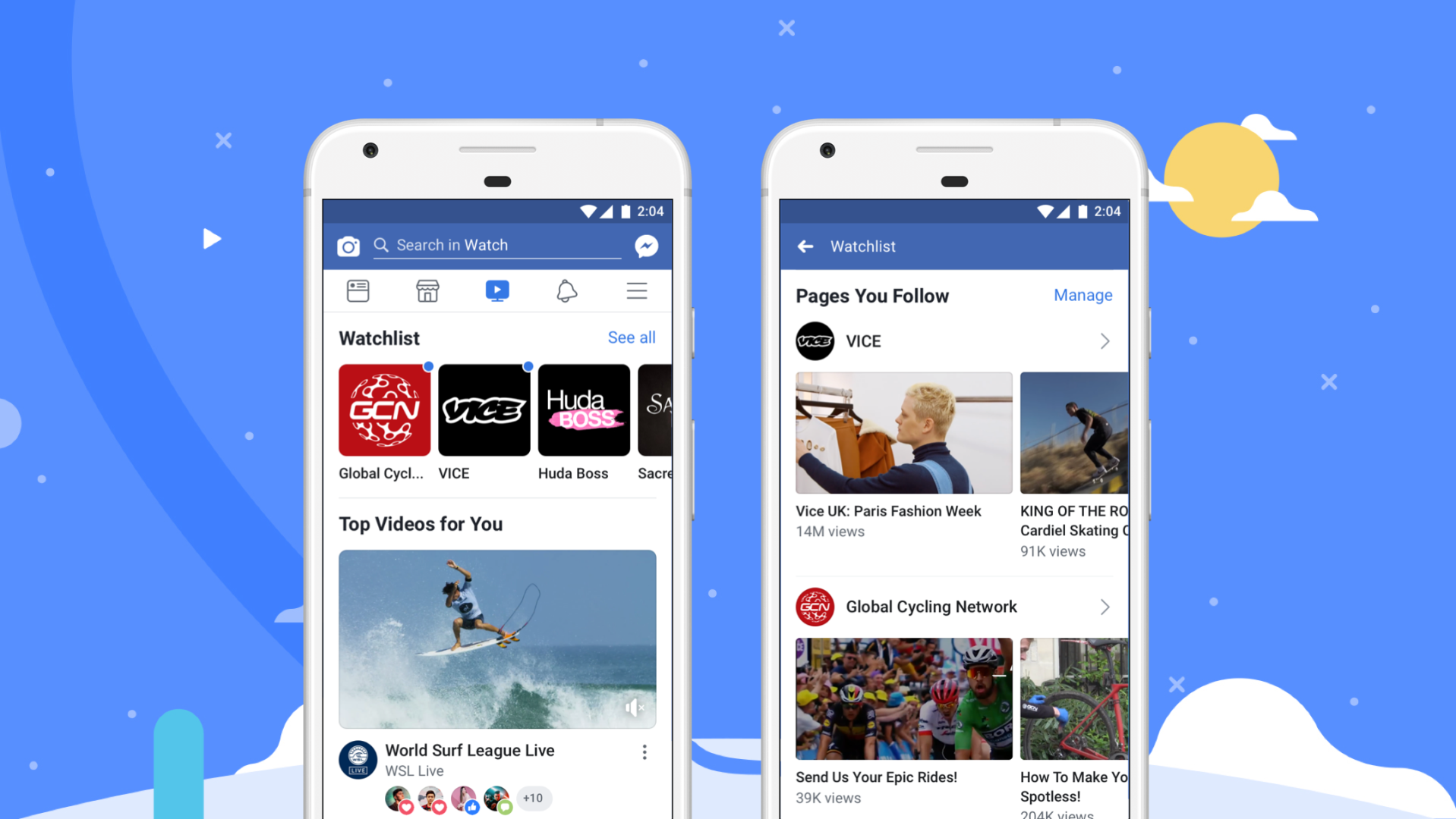 Screenshots of Facebook Watch.